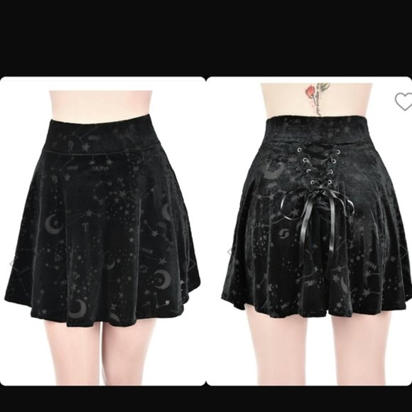 Killstar "Cordelia" Astrology Velvet Mini Skirt - Picture 1 of 7